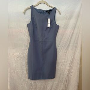 NWT Petite White House Black Market Boatneck Denim Blue Sleeveless Sheath Dress